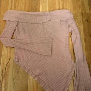 Elegant Pink Off-Shoulder Sweater